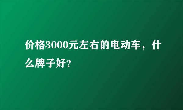 价格3000元左右的电动车，什么牌子好？