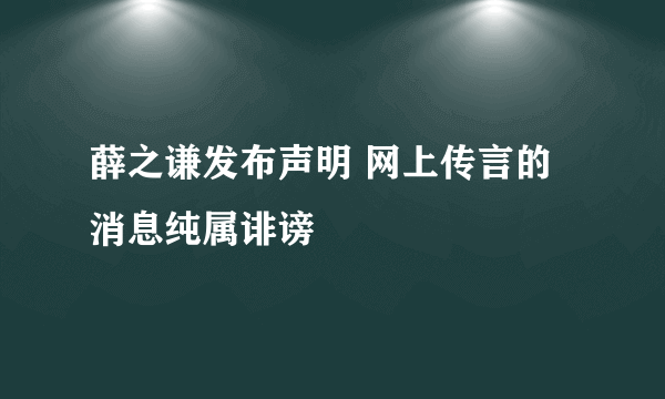 薛之谦发布声明 网上传言的消息纯属诽谤