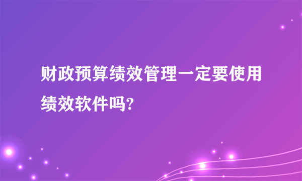 财政预算绩效管理一定要使用绩效软件吗?