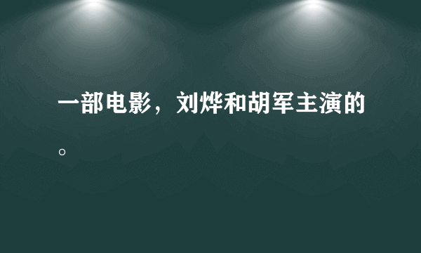 一部电影，刘烨和胡军主演的。