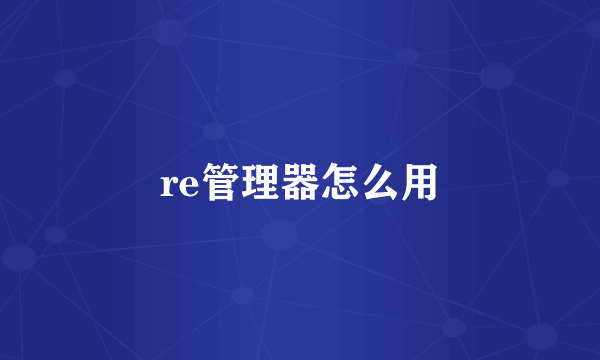 re管理器怎么用