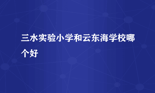 三水实验小学和云东海学校哪个好