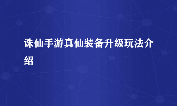 诛仙手游真仙装备升级玩法介绍