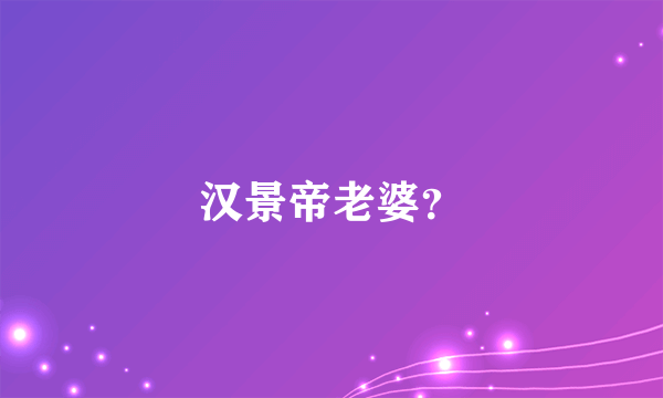 汉景帝老婆？