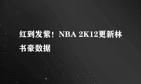 红到发紫！NBA 2K12更新林书豪数据