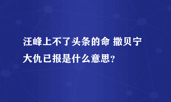 汪峰上不了头条的命 撒贝宁大仇已报是什么意思？