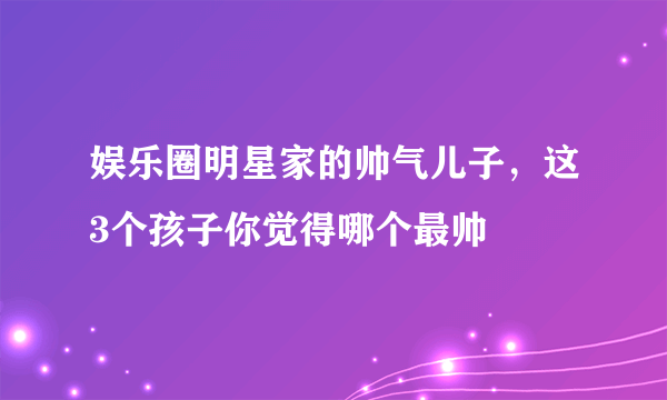 娱乐圈明星家的帅气儿子，这3个孩子你觉得哪个最帅