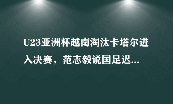 U23亚洲杯越南淘汰卡塔尔进入决赛，范志毅说国足迟早输越南会不会成真？