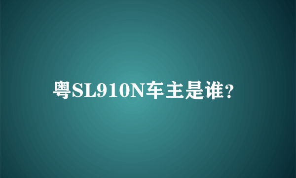 粤SL910N车主是谁？