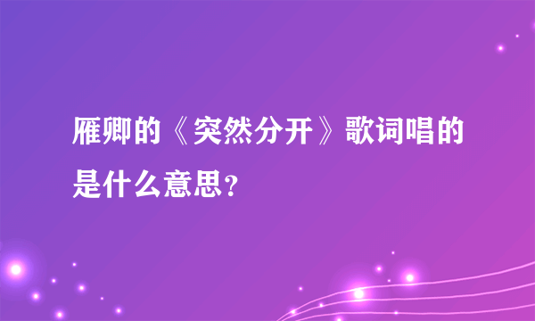 雁卿的《突然分开》歌词唱的是什么意思？