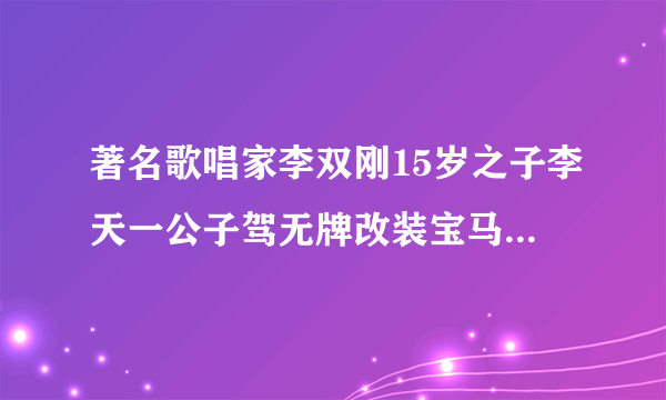 著名歌唱家李双刚15岁之子李天一公子驾无牌改装宝马车打人事件反应了一个什么样的问题？