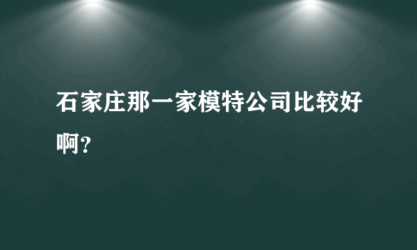 石家庄那一家模特公司比较好啊？