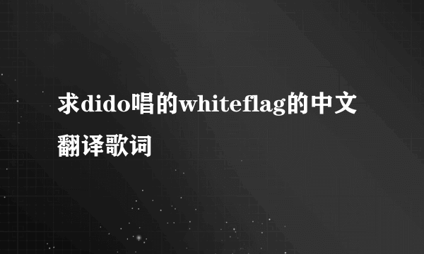 求dido唱的whiteflag的中文翻译歌词