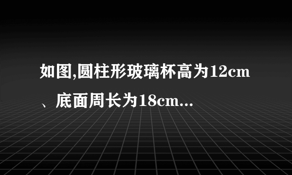 如图,圆柱形玻璃杯高为12cm、底面周长为18cm,在杯内离杯底4cm的点C处有一滴蜂蜜,此时一只蚂蚁正好在杯外壁,离杯上沿4cm与蜂蜜相对的点A处,则蚂蚁到达蜂蜜的最短距离为_______cm.