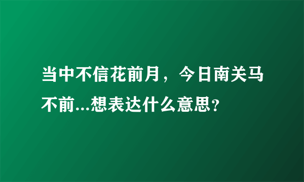 当中不信花前月，今日南关马不前...想表达什么意思？