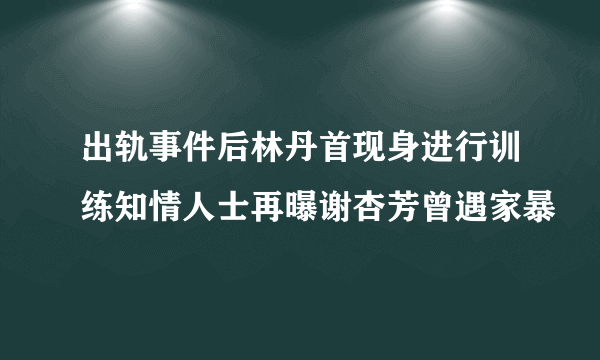 出轨事件后林丹首现身进行训练知情人士再曝谢杏芳曾遇家暴