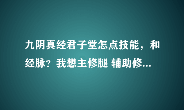 九阴真经君子堂怎点技能，和经脉？我想主修腿 辅助修剑。如果有别的建议也可以。洗耳恭听的