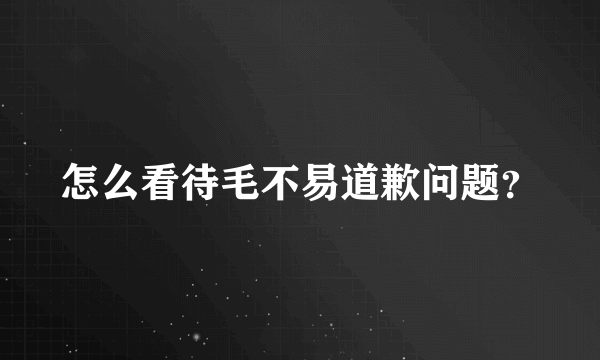 怎么看待毛不易道歉问题？