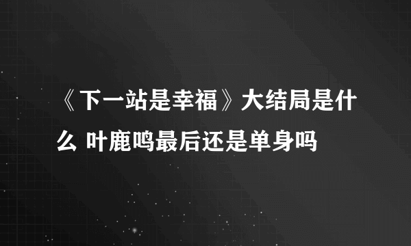 《下一站是幸福》大结局是什么 叶鹿鸣最后还是单身吗