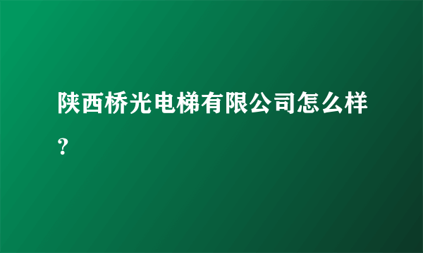 陕西桥光电梯有限公司怎么样？