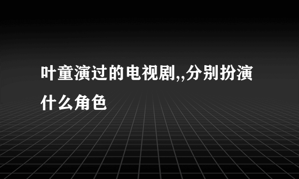 叶童演过的电视剧,,分别扮演什么角色