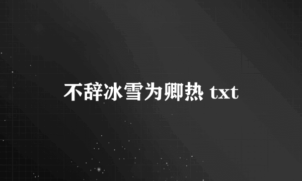 不辞冰雪为卿热 txt