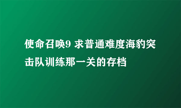 使命召唤9 求普通难度海豹突击队训练那一关的存档