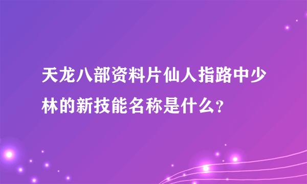 天龙八部资料片仙人指路中少林的新技能名称是什么？