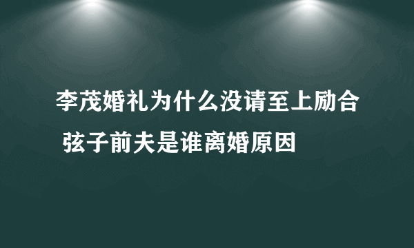 李茂婚礼为什么没请至上励合 弦子前夫是谁离婚原因