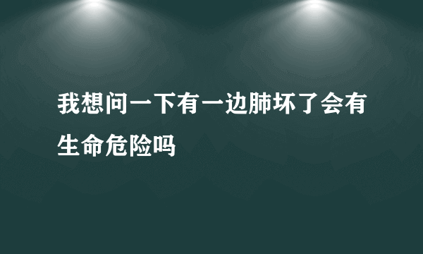 我想问一下有一边肺坏了会有生命危险吗