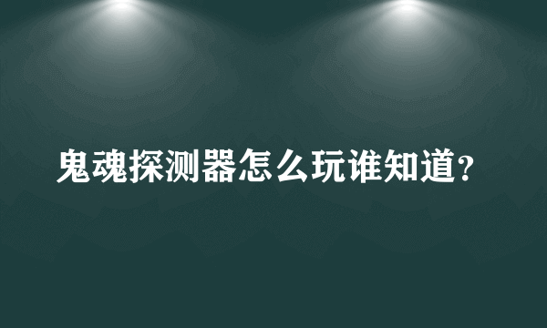 鬼魂探测器怎么玩谁知道？