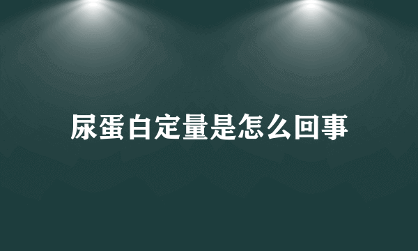 尿蛋白定量是怎么回事