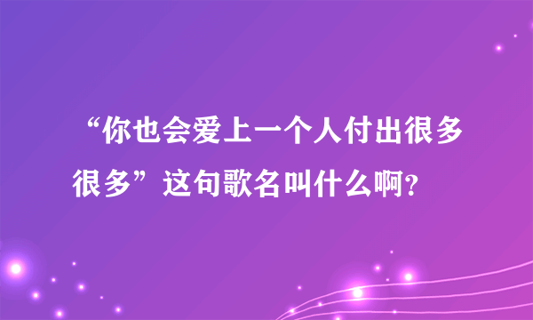 “你也会爱上一个人付出很多很多”这句歌名叫什么啊？