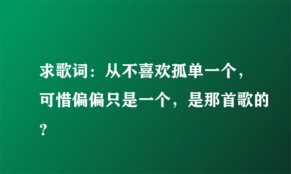 求歌词：从不喜欢孤单一个，可惜偏偏只是一个，是那首歌的？