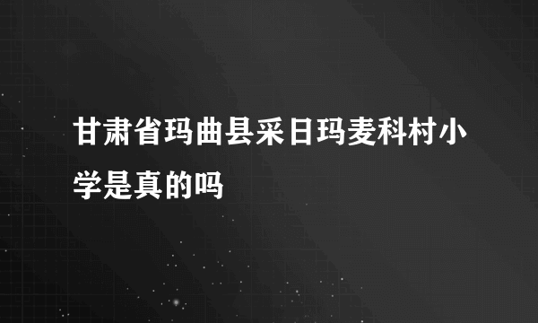 甘肃省玛曲县采日玛麦科村小学是真的吗