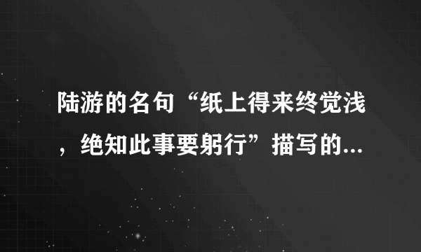 陆游的名句“纸上得来终觉浅，绝知此事要躬行”描写的是（）。