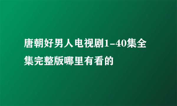 唐朝好男人电视剧1-40集全集完整版哪里有看的