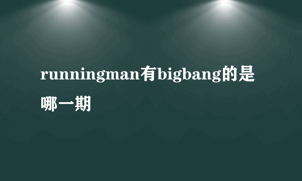 runningman有bigbang的是哪一期