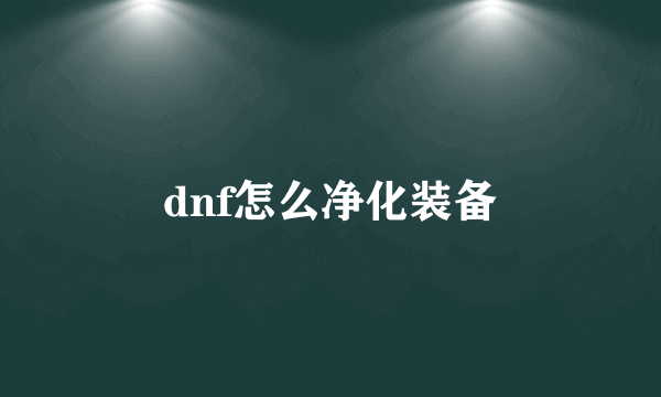 dnf怎么净化装备