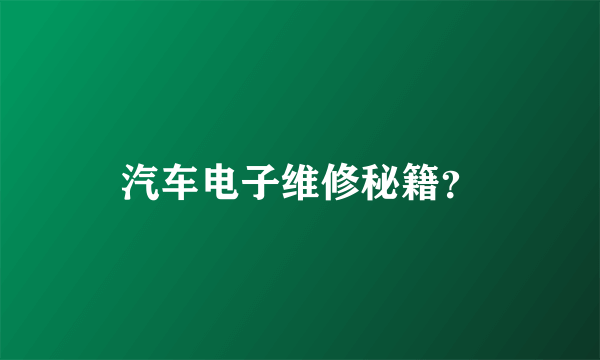 汽车电子维修秘籍？