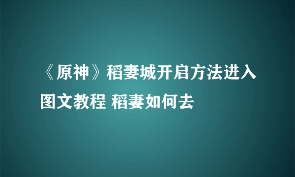 《原神》稻妻城开启方法进入图文教程 稻妻如何去