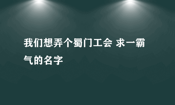 我们想弄个蜀门工会 求一霸气的名字