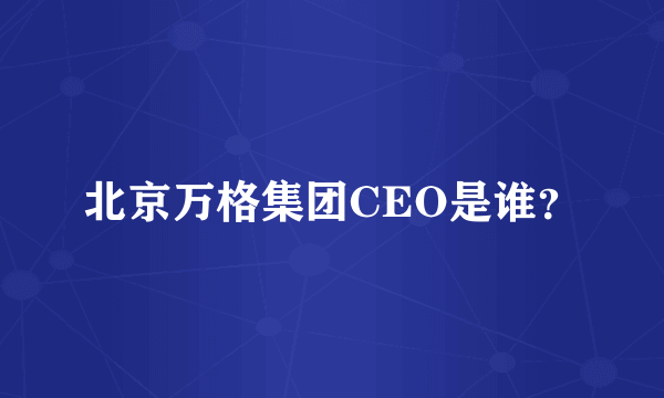 北京万格集团CEO是谁？