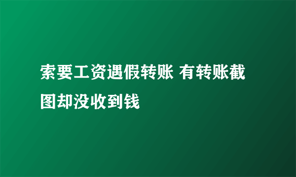 索要工资遇假转账 有转账截图却没收到钱