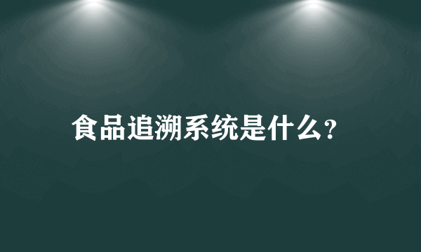 食品追溯系统是什么？