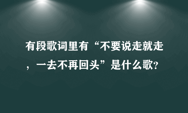 有段歌词里有“不要说走就走，一去不再回头”是什么歌？