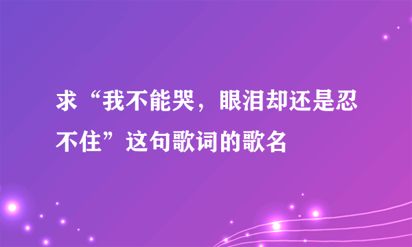 求“我不能哭，眼泪却还是忍不住”这句歌词的歌名