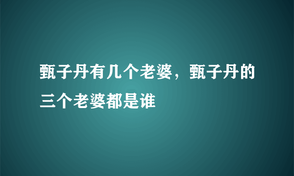 甄子丹有几个老婆，甄子丹的三个老婆都是谁