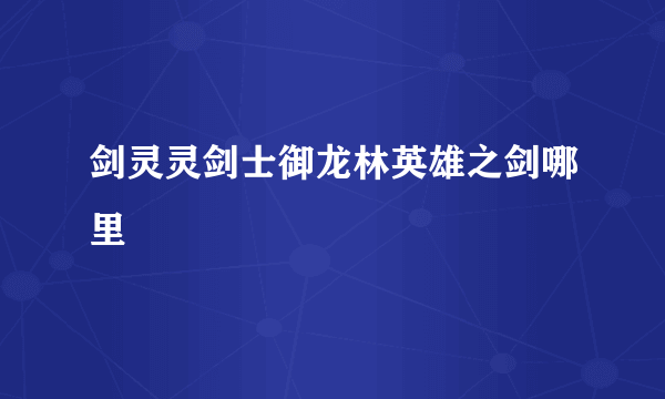 剑灵灵剑士御龙林英雄之剑哪里