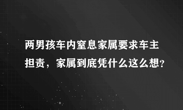 两男孩车内窒息家属要求车主担责，家属到底凭什么这么想？